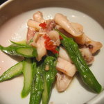 魚心 - お通し、烏賊・アスパラ