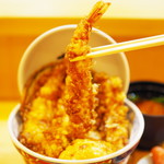 天ぷらえびのや - 海老二本丼（赤だし付）