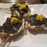 串揚げ 串の実 - タイにタルタルソース＆とんぶり＆菊の花