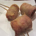 串揚げ 串の実 - 三度豆とチーズのベーコン巻き