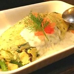 牡蛎と春菊のオムレツ