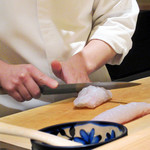 竹ざき - 板場は表/主な調理は裏手