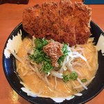 なかひら - 白味噌ラーメン大 ＋エビ辛味噌＋豚カツ  1,200円