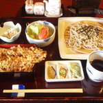 大正庵 - ランチセットの天丼・そばのセット、１３００円。