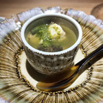 銀座 盡 - シャンパンで蒸した千葉県竹岡くろむつ、ホタテ