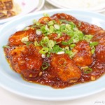 珉耒 - 料理写真:2017年11月　鳥チリソース煮【750円】餡がゼリーのように固め。でもそれがここの中華や！
