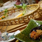 天ぷら 大坂屋 草哲 - ミニ野菜を3種類のお味噌と
