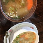 Toriichi - 鶏団子汁と鶏スープ