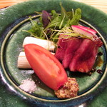 玄斎 - 但馬牛 照り焼き風のタレに山椒を混ぜて