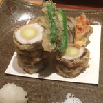 びんびや - 穴子ねぎ巻き揚げのアップ