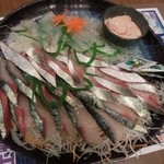 姫路まえどれ市場 - 坊勢サバとウマズラハギの刺身