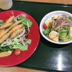 熊谷温泉 湯楽の里 - わかさぎイタリアンマリネ風450円と豆腐サラダ300円