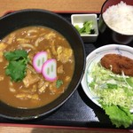 熊谷温泉 湯楽の里 - カレーうどん定食の激辛650円