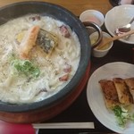 Sousaku Oudon Yuuka - カルボナーラうどん(1000円)&やきあげ(300円)