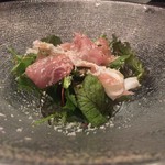 焼肉ホルモンせいご - 香草と生ハムのサラダ〜パルミジャーノたっぷりかけて〜