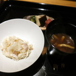 和しょく　えびはら - 真鯛の土鍋炊き込みご飯　ナメコの赤出汁　香の物