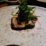 御料理 光安 - 天然とらふぐ白子と九条ねぎ焼き