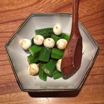 とり喜 - オクラとクリームチーズを土佐正油で