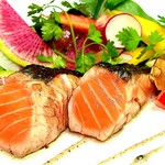 Rare Norwegian salmon Steak with colorful vegetables ~Truffle mayonnaise~