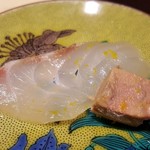 馳走 啐啄一十  - ⑧石鯛(大分県姫島産・熟成日数忘れ)に
      　フォアグラ(フランス産)を添えて　