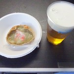 鳥兼 - かにみそ甲羅焼きと生ビール(1)