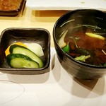 鐵 - お新香、味噌汁
