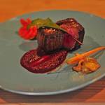SAUSAGE  FEST - Beef fillet with beetroot pure