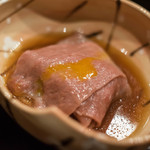 まき村 - 【煮物（にもの）?】、牛肉（うしにく）の擬制犂焼（すきやきもどき）
