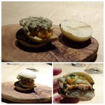 TTOAHISU - 米粉のパンズの中には「フォアグラソテー」「渡り蟹」「焼き海苔のコンフィチュール」「とろろこんぶ」などがサンドされた 贅沢な品。全部一緒に頂くと美味しい。