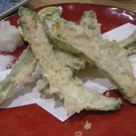 芦屋亭 - 万願寺唐辛子の肉詰め天麩羅