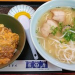 薩摩 - ラーメン&ミニ牛丼セット(780円)+ラーメン大盛(100円)