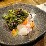 十彩 - 鯛のカルパッチョ  菜の花マスタードソース