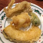 膳菜酒 塁 - 天ぷら盛り合わせは、鮟鱇と季節野菜