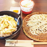 蕎麦見世のあみ - 白海老かき揚げ丼とミニ蕎麦