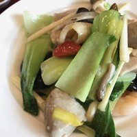 中国料理 かなめ - 鶏肉と海老、青梗菜の塩炒めドアップ