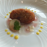 SAKURA - Amuse-bouche　（かぼちゃのフリット。アーモンドとビネグレがいい感じ） アミューズ