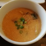 HINOKI - 2017年12月：ランチプレート　ドリンク・スイーツ付き(\1650)。甘酒を使ったスープ