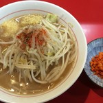 千里眼 - ラーメン 麺160g ヤサイ少なめ・ニンニク・ショウマシし・カラアゲ別皿で 730円