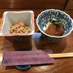 Ina Fune - お通し／炒り鱈の子、鱈の子醤油漬け・長芋