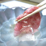 Ryotei Tanokura - 豊後牛のしゃぶしゃぶ　生湯葉　浅葱　紅葉おろし　柚子