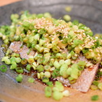 酒浪漫 - 〆鯖の炙り　ネギ胡麻醤油＠700円