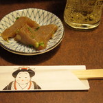 おかめ - 2018年1月　お通しとイイ感じの箸袋