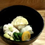 鮨 おくの - かすべの煮凝り・まだち・牡蠣