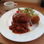 Kafe Wakaba Dou - 手ごねハンバーグとコロッケプレート