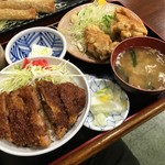 三和食堂 - ソースかつ丼＋唐揚げ(大)2個