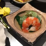 琵琶湖畔 おごと温泉 湯元館 - 壬生菜と車海老の山椒添え