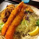 定食や - 鶏から＋エビフライ単品