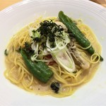 魚沼スイーツガーデン ナトゥーラ - 牡蠣と甘長唐辛子のパスタ(税抜1,000円)