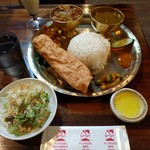 Nanglo Ghar - ネパールローカル料理セット(ご飯、ダルバートお替わりできますと)￥1300。