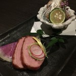 sushiizakayaokuda - 合鴨のスモーク、せせりのおろしポン酢